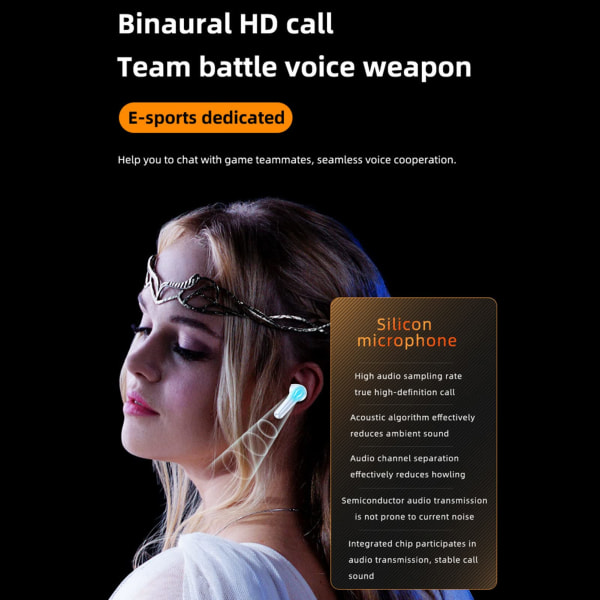 Trådløse Bluetooths In-Ear-hodetelefoner med mikrofon - Hvit