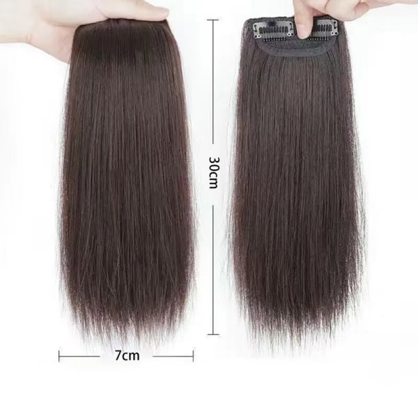 10/20/30 cm kort rett syntetisk hårputer myke usynlige hårstykker Klips i ett stykke parykker for kvinner hårforlengelsesparykk Mørk brun-30 cm Dark Brown-30cm 1PC