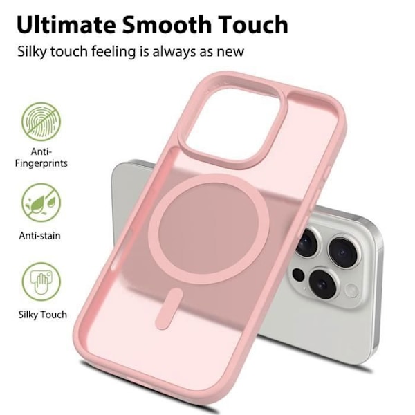 Etui til iPhone 16 Pro Max, beskyttelse med magnetisk ring Stødsikker transparent pink Pink