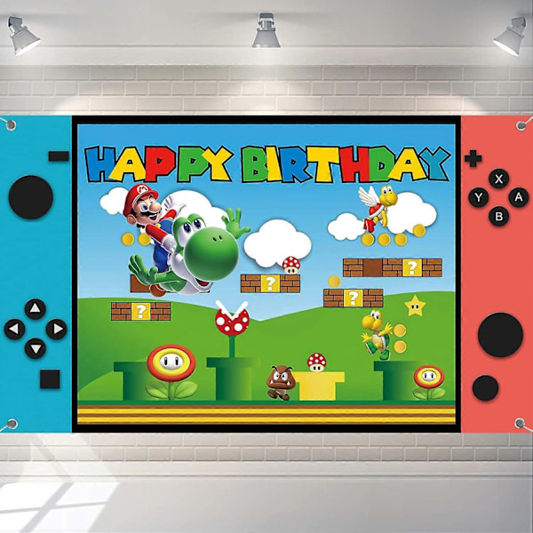 Super Bros Mario Tillykke med Fødselsdagen Baggrunds Banner, Videospil Fødselsdagsfest Forsyninger Dekorationer, Super Tema Mario Bros Foto Plakat Baggrund