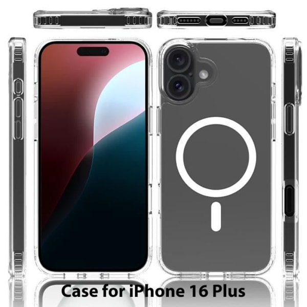 iPhone 16 Plus -kotelo magneettisella pyöreällä + 2 läpinäkyvää temperoitua lasia