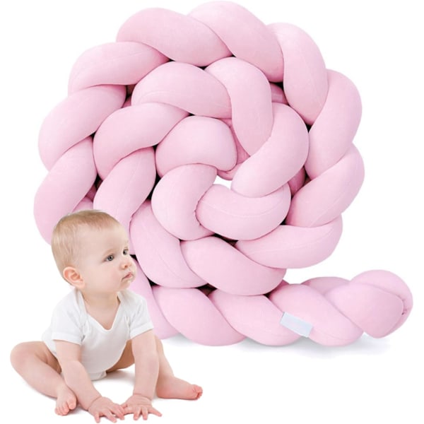 En-delt sprinkelsengspute, bomullsbaby pute, ideell for reiser, fløyels pute for babyer, 2,5m pink 2.5m
