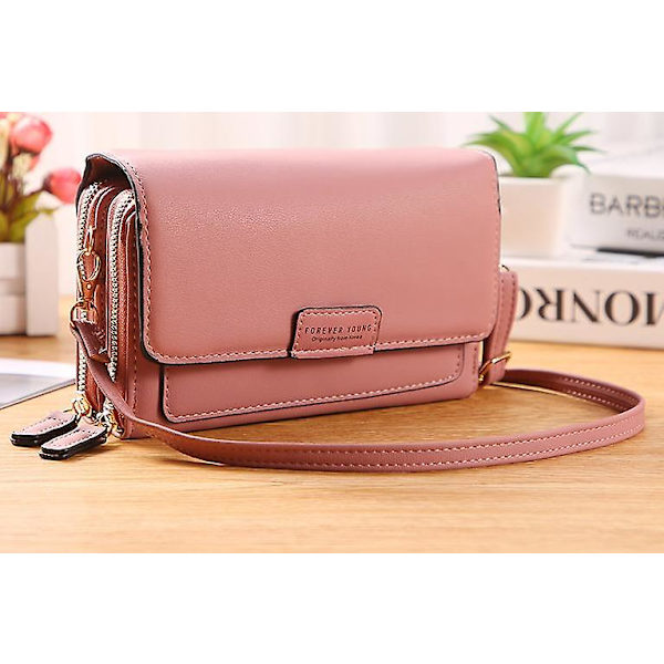 Läder Designer Axelväska Kvinnor Ny Solid Kvinnlig Messenger Liten Väska Dam Plånbok Handväska (Rosa)