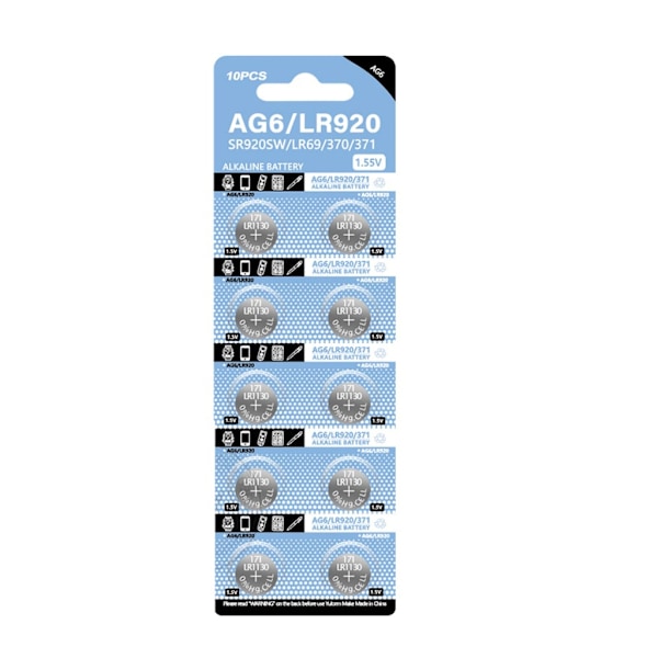 Set med 10/20/50 st AG6 knappcellsbatteri 1.55V myntbatterier för LR920 klocka