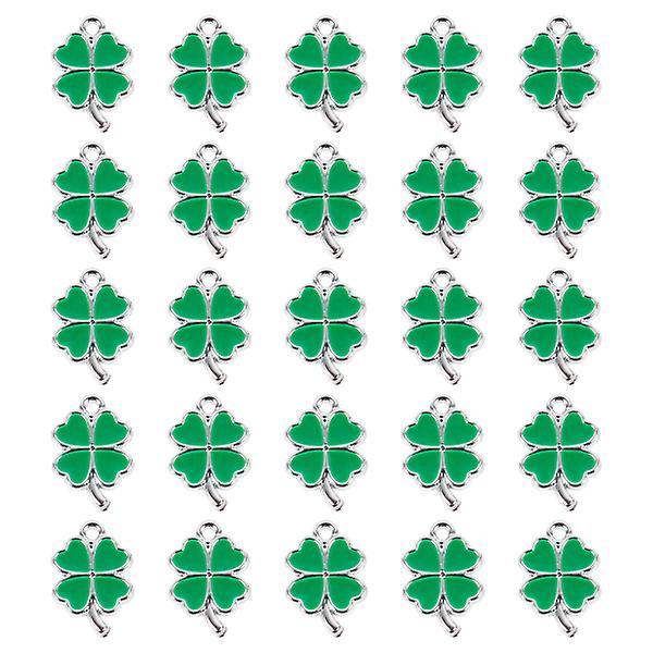 25 st Charms Hängen Smycken Chic Diy Fyrklöver Hängen (2x2,5 cm, Grön)