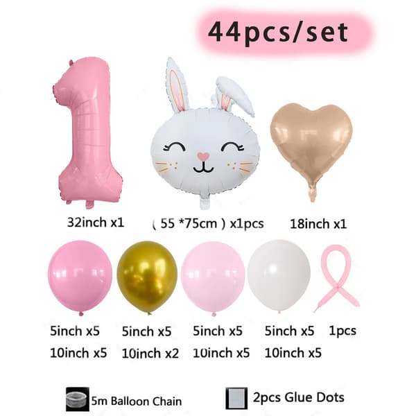 Påskehare Folieballongsett med Bursdagsnummerballonger for Festdekorasjon Set 1