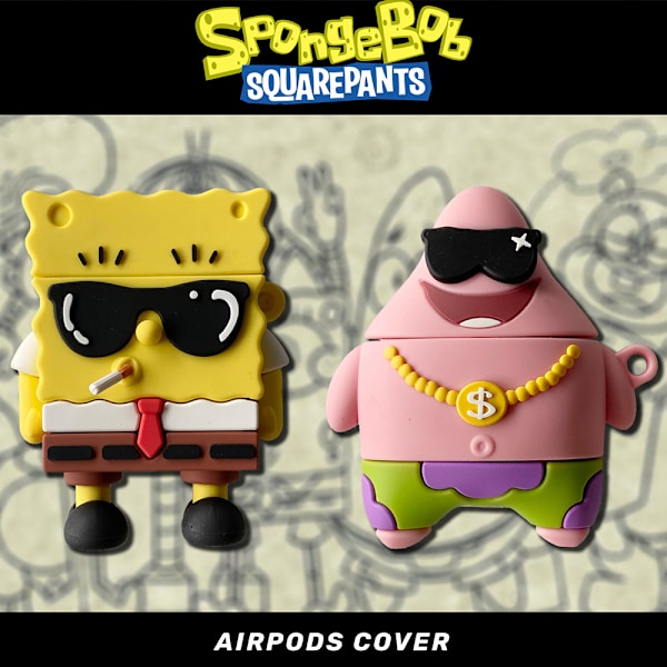 Søt silikon øreproppveske Airpods deksel kompatibel med AirPods 1/2 3 Pro deksel SpongeBob SquarePants 3rd Generation