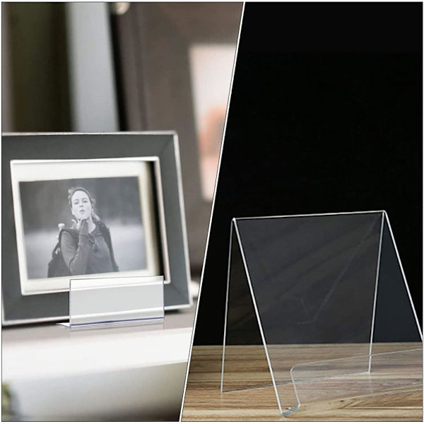 4-pakning bokstøtter, transparent bokdisplaystativ