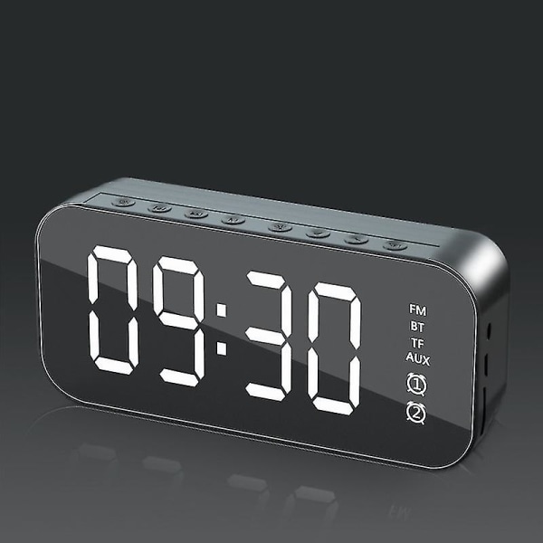 Multifunktionell LED digital väckarklocka, Bluetooth högtalare, bordsbord på sängen självlysande elektronisk musikdosa, svart