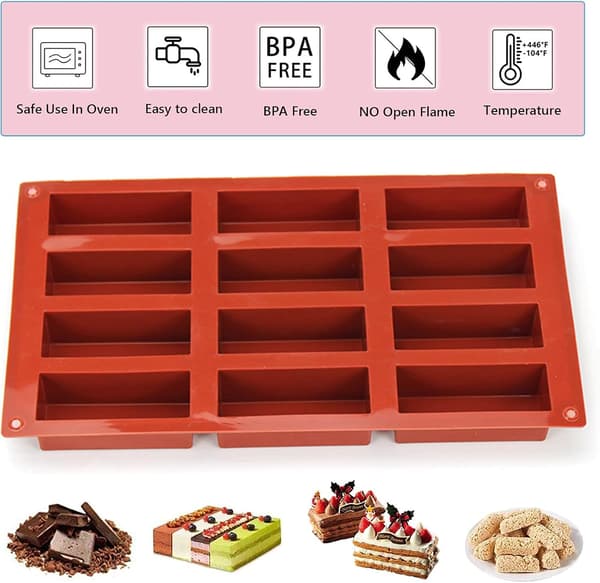 Rektangulära silikonformar med fotavtryck Silikonform för cheesecake Silikonformar för granola bars Rektangulär silikon Mjuk och lätt att lossa form