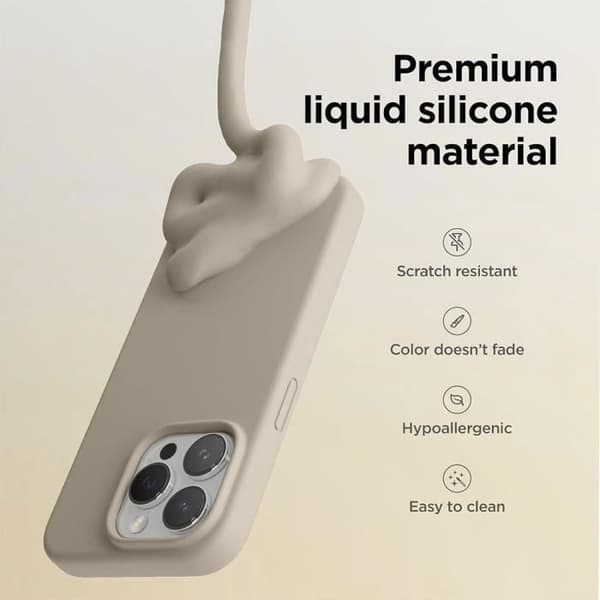 Silikonetui til iPhone 16 Pro Max - Slank beskyttelse Stødsikker Ridsefast Beige