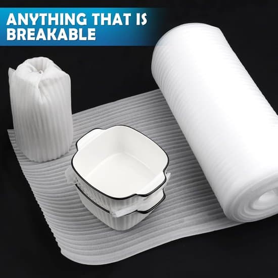 White Foam Aluminum Foil Paper - Packaging Foam Roll, 30 cm x 30 m - Bubble Wrap for Moving