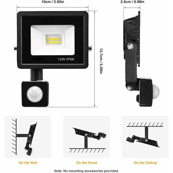 2 x 10W Säkerhetsbelysning med PIR Rörelsesensor, Smart LED Flood Light