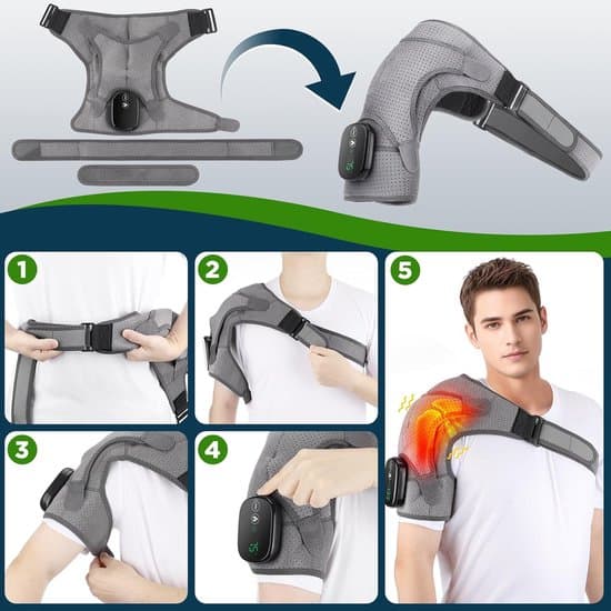 Wireless Shoulder Warmer - 3 Massage and Heat Modes - Stiffness Pain Relief - 5000mAh Rechargeable - Ideal Gift for Parents - Grey