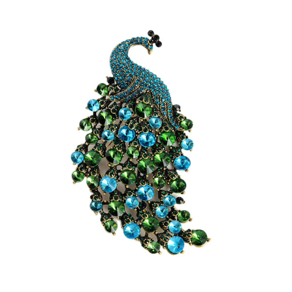 Rhinestone Peacock Broche Pin for Women Fashion