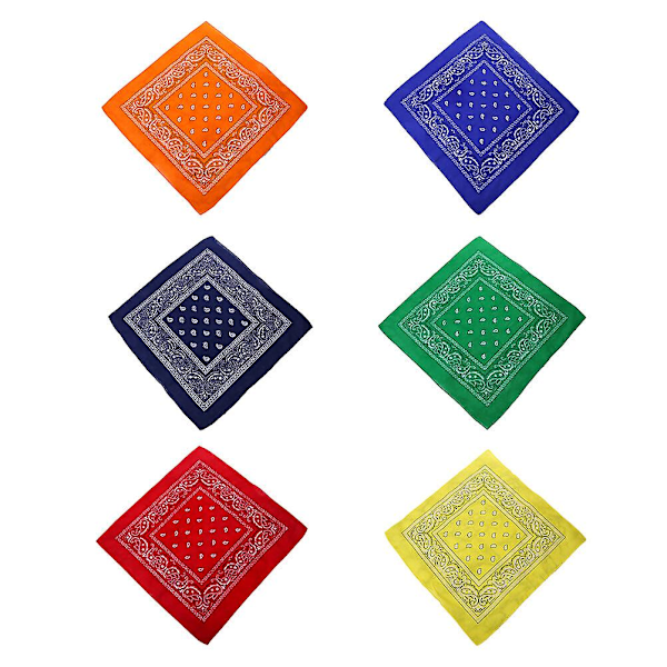 6 stk. Udendørs Hovedtørklæde Mode Hiphop Hovedtørklæde Bomulds Bandana Farverigt Lommetørklæde Ornament (rød, orange 55cm