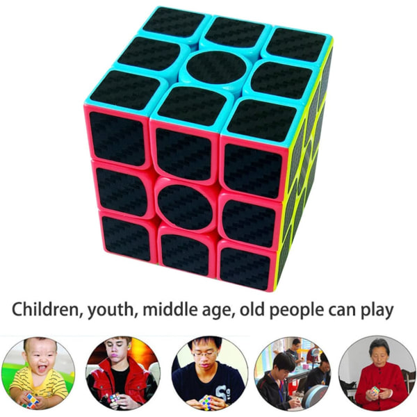 3x3x3 Puzzle Cube Speed Magic Cube Twist Lelut hiilikuitutarra, musta
