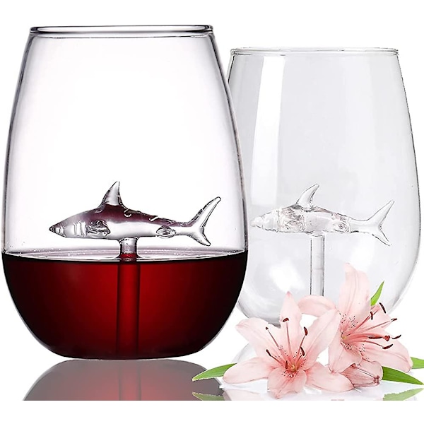 Stemless Shark wine glasses, crystal glass