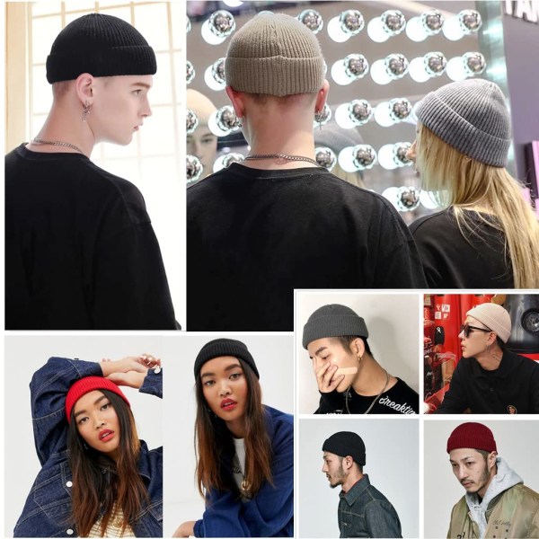 Mössa för män kvinnor Cuffed Plain Skull Hat Unisex Vinter Stickad mössa herr och dam mössa