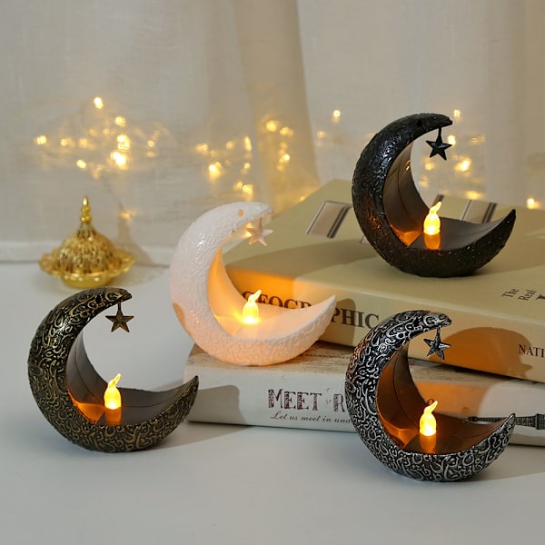 Ramadan-lykt, Mini Ramadan LED-lysdekorasjoner, 6 stk Eid Mubarak Mini-lykter