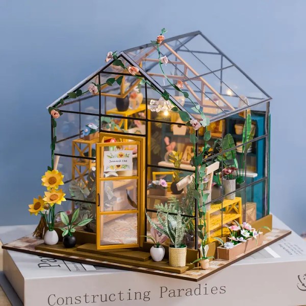 DIY trædukkehussæt med møbler - miniature 3D puslespil til boligindretning