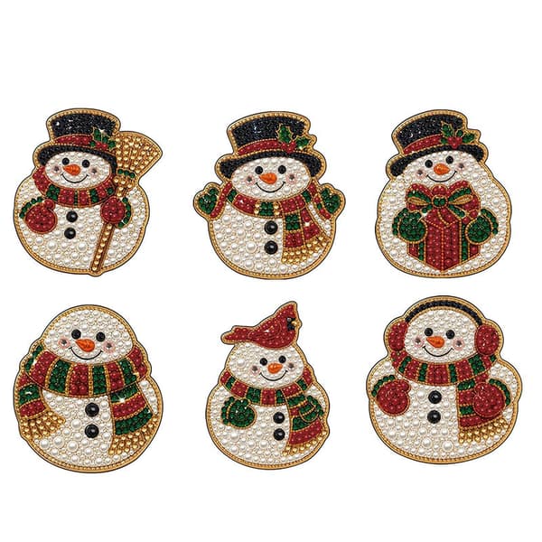 Juleperle- og diamantmaleri køleskabsmagnetsæt - DIY håndværksdekoration Snowflake 6-Piece Set