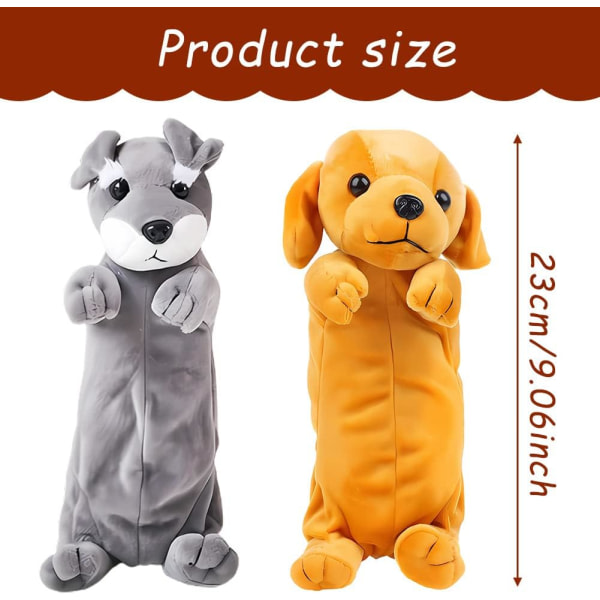 Dog Shape Pencil Bags Dog Shape Pencil Case 3D Plush Case Cute Puppy Soft Stuffed Pencil Case (2 Pieces)