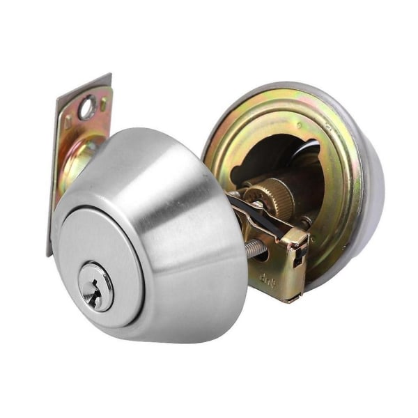 Dubbelcylindrig säkerhetsdörrregel i stål med lås på båda sidor för trädörrar (silver)