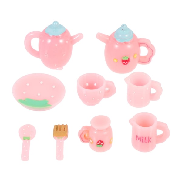 Miniature-legetøj Miniature-tesæt Foregive leg Tea-party-sæt pige-toddler metal tekandemaskine (3,3X2,7X2,7CM，Pink）
