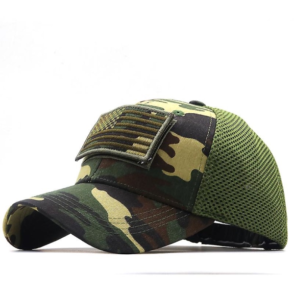 Taktisk Camouflage Cap Mænds Mesh Militær Hær Caps Engineered Cap med USA flag patch 56-61cm Adjustable