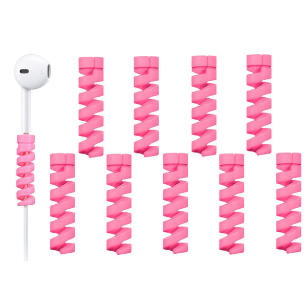 10-pak Spiral kabelbeskyttelse - Laddare Rosa pink one size