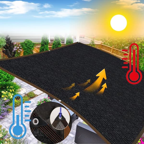 Solsejl / Skyggeklud Solbeskyttelsesnet, HDPE Materiale, 85-90% UV-beskyttelse, Sort 200x200cm
