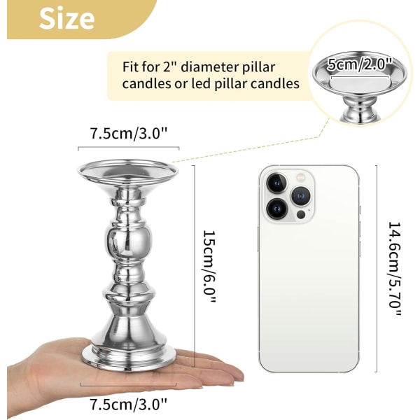 Candle Holder Christmas Decorations: 2pcs Silver Pillar Candle Holder For 50mm Candle Holder Halloween Mantel Fireplace Wedding Party