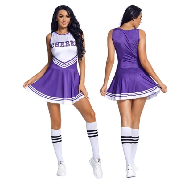 Cheerleaderdräkt för kvinnor Halloween outfit lila lila S