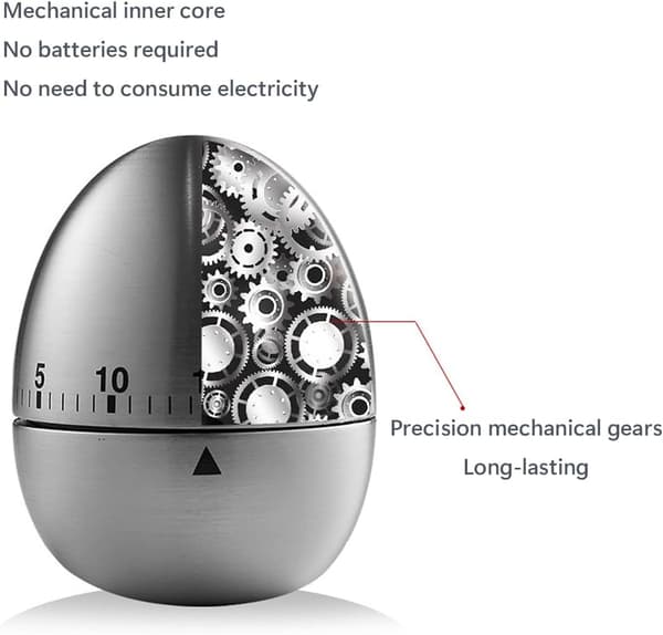 2 stk. Mekanisk Egg Timer Rustfritt Stål Kjøkkentimer