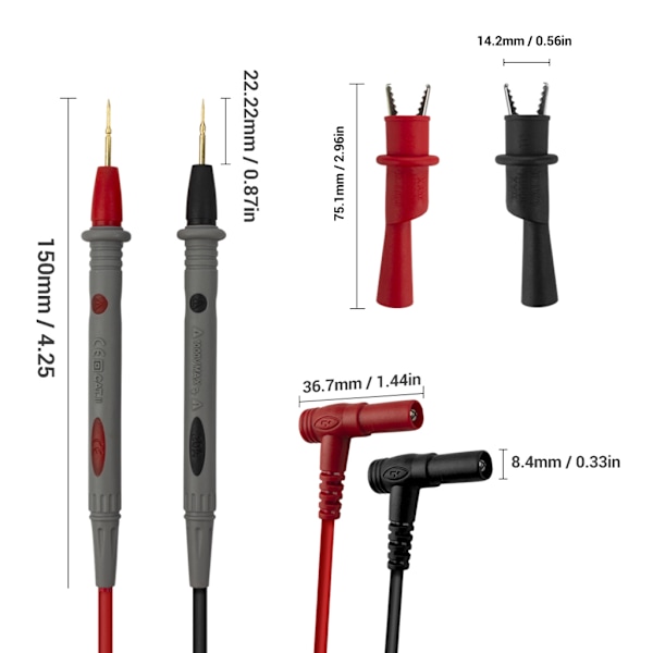 Multimeter testledningar Multimeter teststift Universal digital multimeter Sondtestledningar Stift Nålspets Multitest