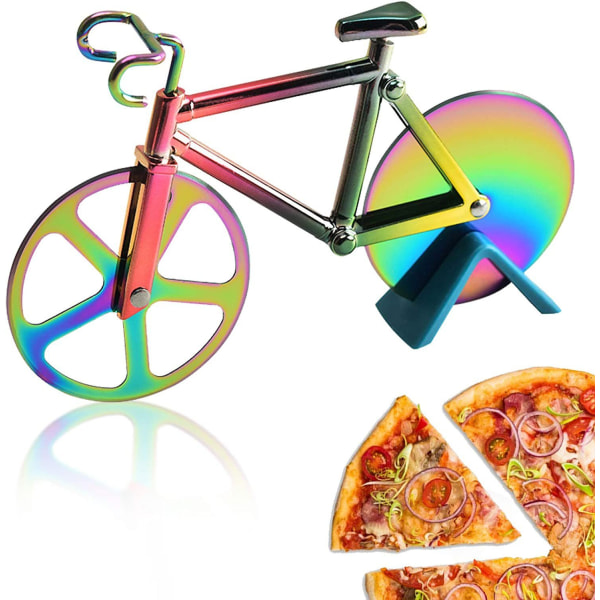 Sykkelpizzakutter, dobbel pizzakutter i rustfritt stål, kjøkken, selskap