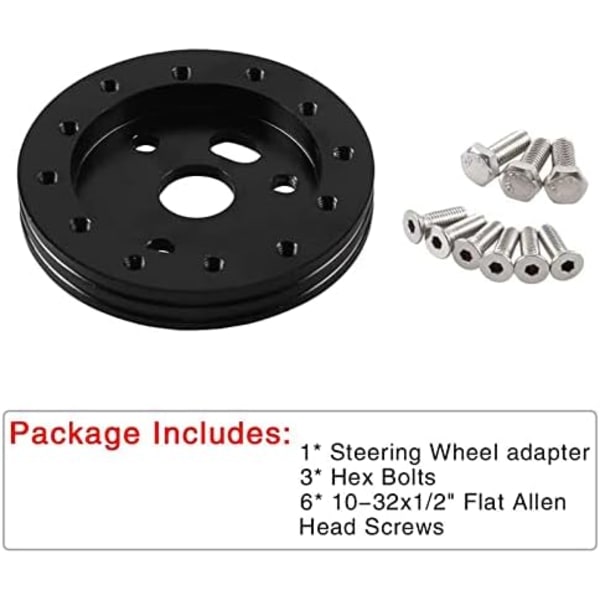 RULLINE 0.5&#34; Ohjauspyörän navan sovitin muunnospala 6-reikäisestä 3-reikäiseen ohjauspyörän sovittimeen Grant-sovitin Boss Kit Musta 0.5\" Black
