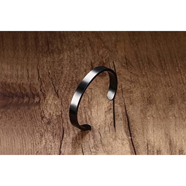 Personlig manchetarmbånd Armbånd rustfrit stål Inspirerende armbånd Enkelt åbent armbånd Armbånd til mænd, kvinder, sort