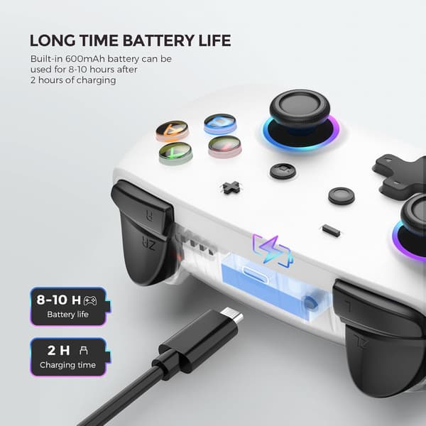 Switch Pro Controller, Trådløs Switch Controller med LED-lys/Dobbelt Vibration, Fjernbetjeningsspil