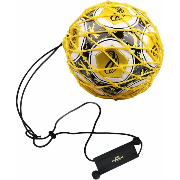 PodiuMax Handle Solo Soccer Kick Trainer, jossa uusi pallolukittu verkkosuunnittelu, jalkapallon benji elastinen jongleeraava verkko (sopii pallokokoon 3, 4, 5)