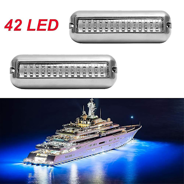 2 stk. 42 LED båd dræningslys båd agterlys blå undervands ponton marine lys
