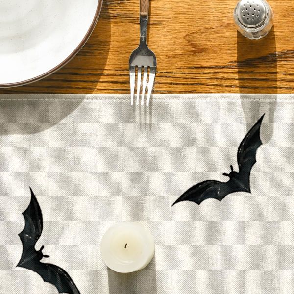 Musta ruskea pelottava kummitustalo puu noita Halloween pöytäliina, syksyinen keittiön ruokapöydän koriste kotiin juhliin 13x72 tuumaa 23