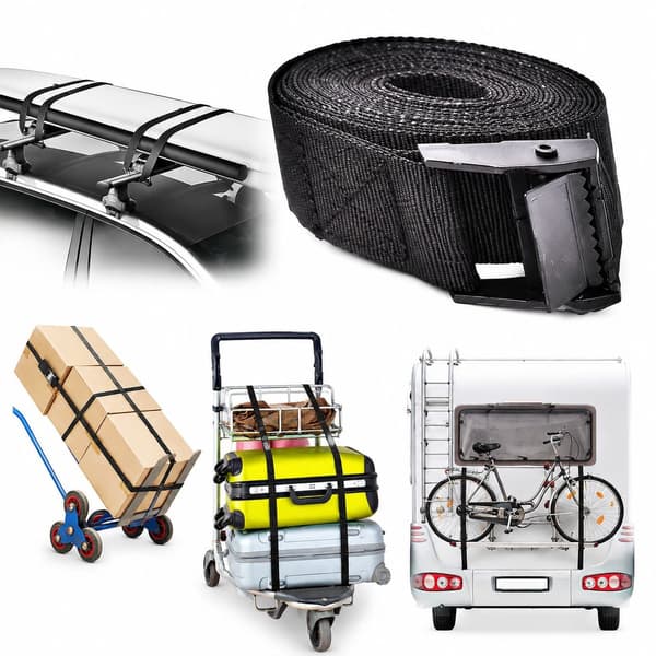 Spännband 4 stycken svarta 2 meter spännband med spärrskaft för bil