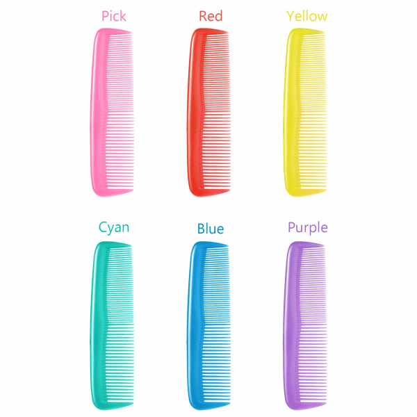 12 stykker fargerike hårkammersett for barn, kvinner, menn, fargerik, fin dressing-kam i plast (gul, lilla, grønn, blå, rød, rosa)