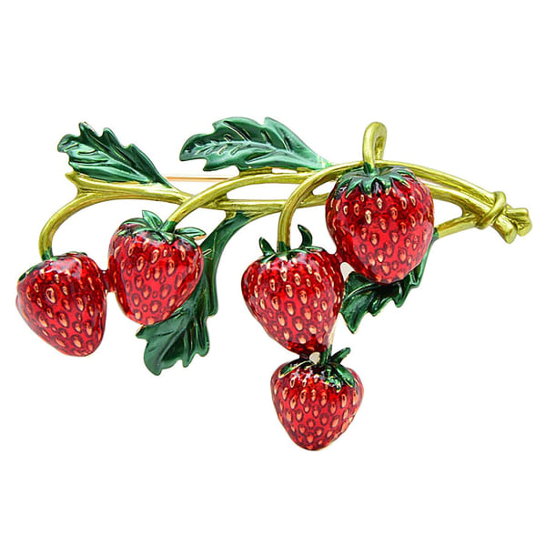 Søt emalje jordbær brosje pin, mote brosjer, plante jakkeslag pin