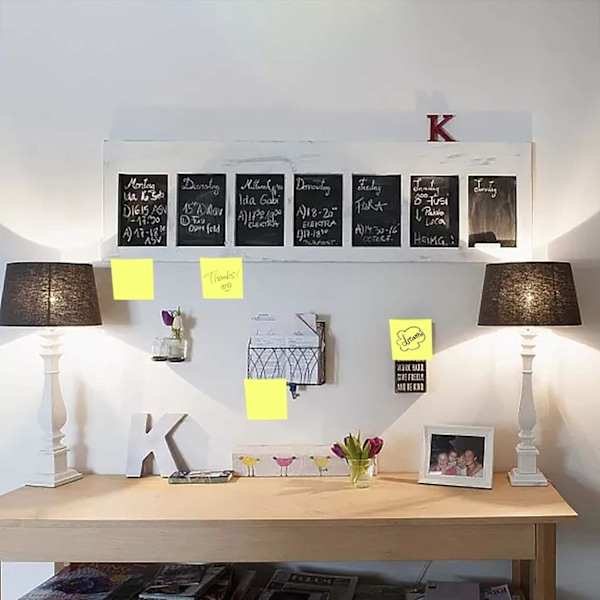 Gula självhäftande lappar, gula post-it-lappar, självhäftande block med superstark vidhäftning, för kontor, skola och hem. 5 st