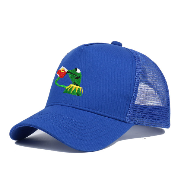 Baseball Cap Kermit The Frog Sipping Tea Logo Trucker Hat Unisex Outdoor Adjustable Strapback Cap （rosa）