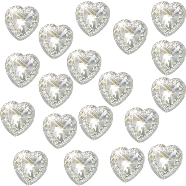 40 x selvklæbende hjerteperler klare med farvet center Diamante Rhinestones Akrylkrystaller Klæb på ædelstene Udsmykning, Håndværk, Invitationer, Klar