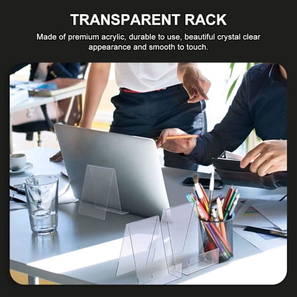 4-pakning bokstøtter, transparent bokdisplaystativ